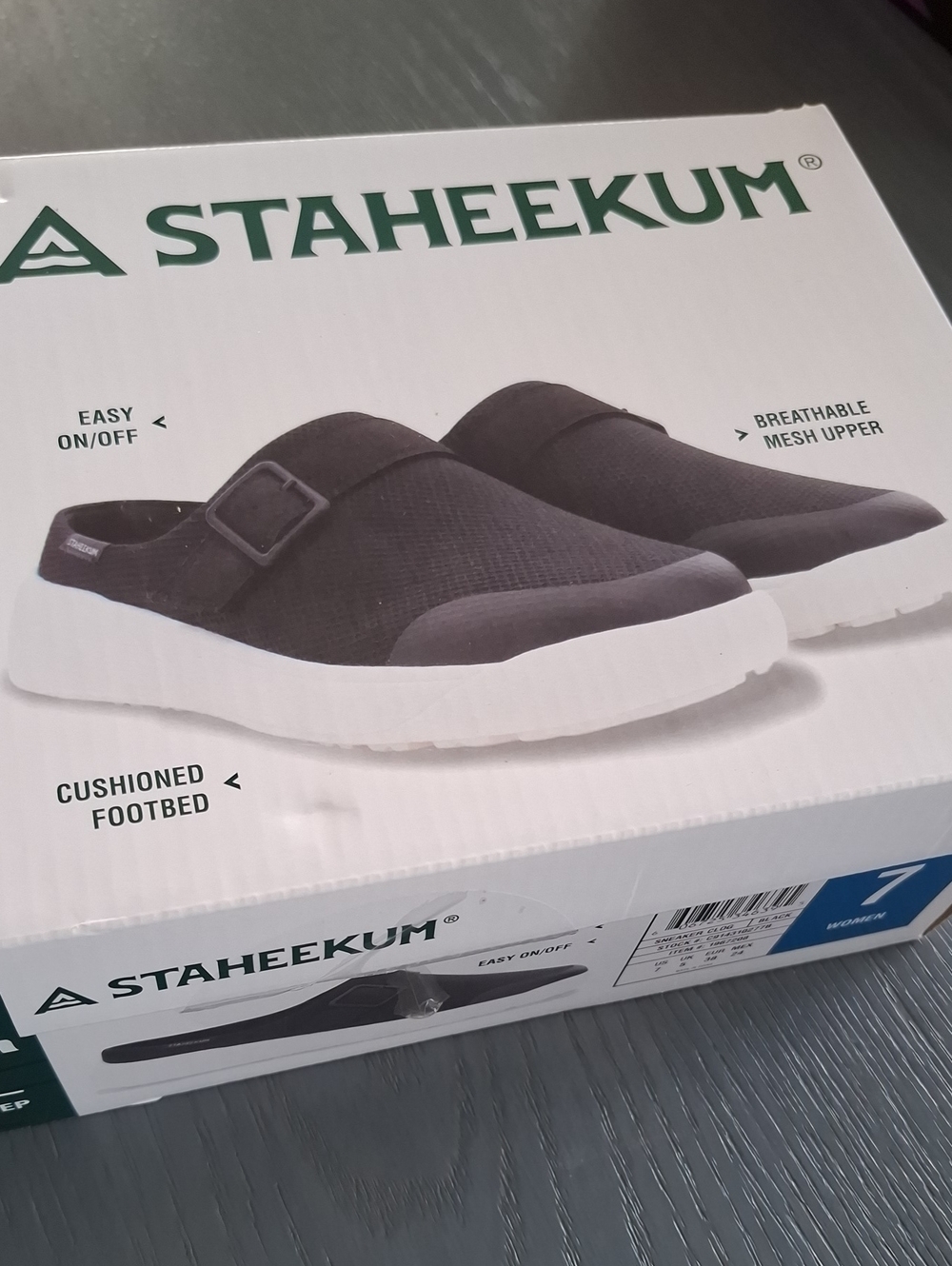 Staheekum Women’s Black Mesh Clog Mule with White Sole